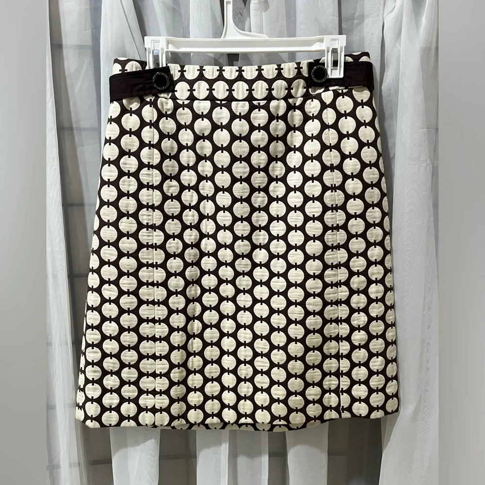 Tory Burch Black and Cream Polka Dot Pencil Skirt